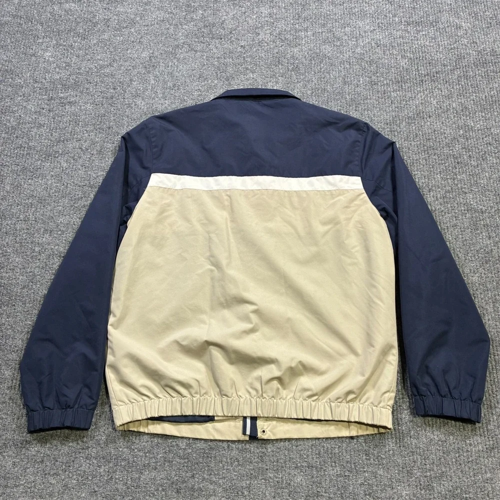 IZOD Mens Zip Front Jacket Size M Navy‎ Khaki Colorblock Mesh Lined Casual
